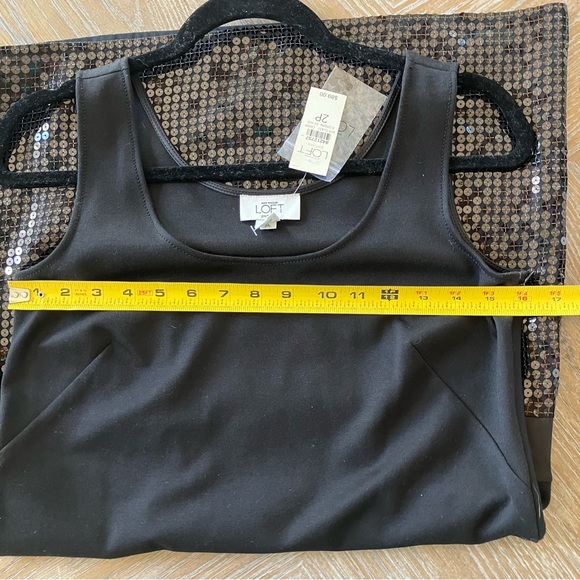 NWT Ann Taylor LOFT Petite Black Retro Sequined Mini Sleeveless Shift Dress (2P) - Picture 8 of 10